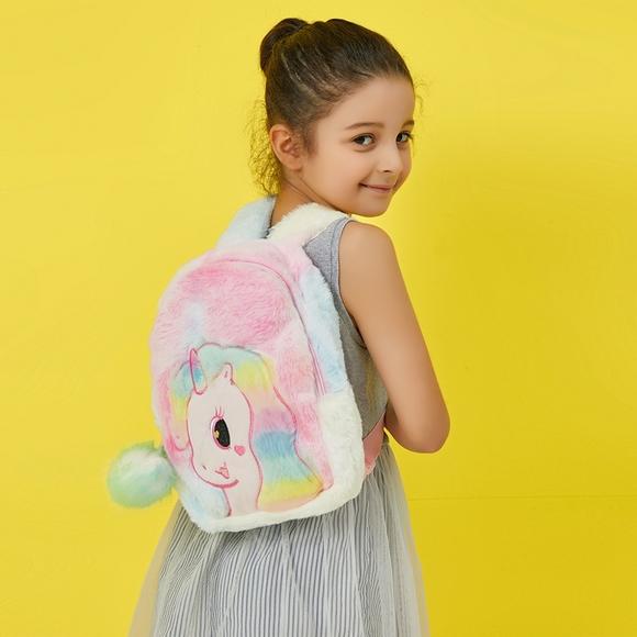 Cute Plush Unicorn Toddler Mini Travel Bag Princess Plush Backpack for Girls 1-6 - Picture 9 of 14